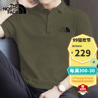 北面（The North Face） 短袖POLO男装2023春夏上衣户外运动舒适透气休闲T恤 21L/绿色 M