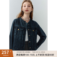 范思蓝恩23FS13256复古休闲时髦牛仔外套女春秋2023短款上衣 牛仔蓝 M