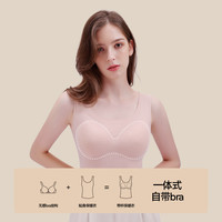 猫人羊绒蚕丝德绒发热无痕背心女带胸垫一体内衣秋冬打底保暖上衣