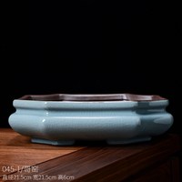 尘菁 紫砂大口径造景花盆陶瓷哥窑绿植景观多肉拼盘复古文竹盆景盆  大
