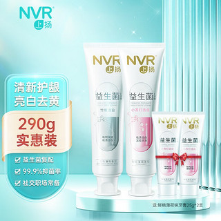 NVR 上扬益生菌牙膏 护龈清新口气去牙渍成人牙膏 鲜桃薄荷120g+青竹薄荷120g