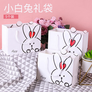 PLUS会员：TaTanice 京东超市TaTanice 礼品袋白兔款中号五只装