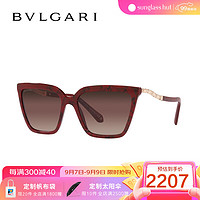 BVLGARI 宝格丽 时尚墨镜复古猫眼女款太阳镜眼镜 0BV8255BF 棕紫色渐变镜框樱桃色镜框（5500E2）