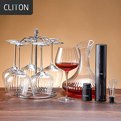 CLITON 竖纹红酒杯套装高脚杯分酒器12件酒具套装家用葡萄酒杯玻璃醒酒器