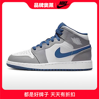 AIR JORDAN 正代系列 Air Jordan 1 Mid （GS） 大童篮球鞋 DQ8423-014 水泥灰/白/纯蓝蓝 38