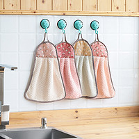 Jepoo 净泡 抖音可挂式珊瑚绒擦手巾抹布 厨房清洁巾不易掉毛吸水洗碗布 5条装随机