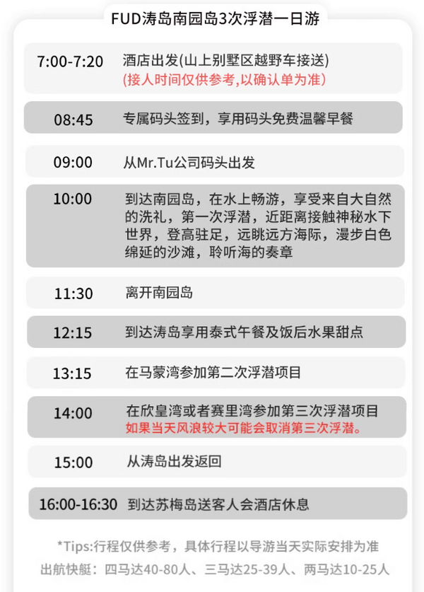 含3次浮潜!泰国苏梅岛跳岛一日游(涛岛+南园岛)
