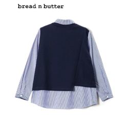 bread n butter 面包黄油 breadnbutter休闲法式拼接针织通勤假两件上衣韩版长袖蓝色衬衫女