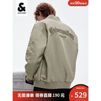 杰克·琼斯（JACK&JONES）秋季男装潮流棒球领长袖休闲刺绣上衣夹克外套飞行员夹克男士 抹茶绿-E62 175/96A/M