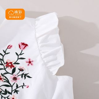 森马集团旗下女童短袖连衣裙夏拼接翻领裙摆刺绣蝴蝶结收腰裙