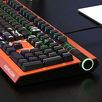 AJAZZ 黑爵 DKM800机械键盘侧刻键帽RGB光游戏电竞宏粉橙色