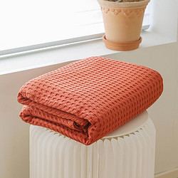 Mian 眠度 华夫格毛巾被夏季纯棉毛毯午睡毯全棉双人空调被办公室单人午休毯 华夫格-橙 150