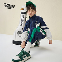88VIP：Disney 迪士尼 男童前开撞色长袖套装2023秋装新款儿童春秋运动两件套童装