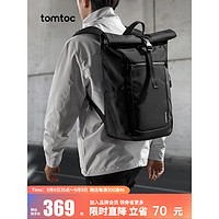 tomtoc 卷口双肩包男女防泼水通勤背包运动休闲16英寸大容量电脑包新款 极速黑