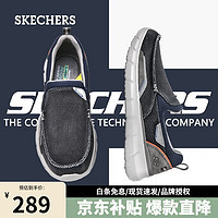 SKECHERS 斯凯奇 男鞋时尚商务休闲鞋美式休闲帆布鞋复古低帮耐磨一脚蹬板鞋