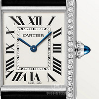 Cartier 卡地亚 瑞士手表 坦克系列时尚方形优雅简约女士腕表 W4TA0017白盘镶钻33.7*25.5mm
