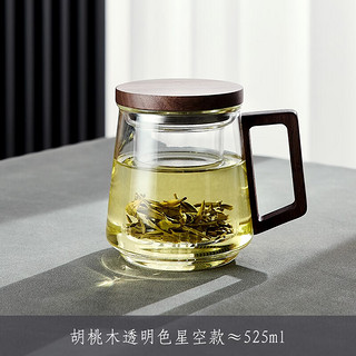 青苹果 QINGPINGGUO）玻璃泡茶杯男女生水杯茶水分离设计小众高档个人专用茶杯 透明色星空三件杯