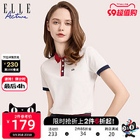 ELLE Active 通勤运动polo衫t恤女 2023夏季新款休闲显瘦短袖上衣