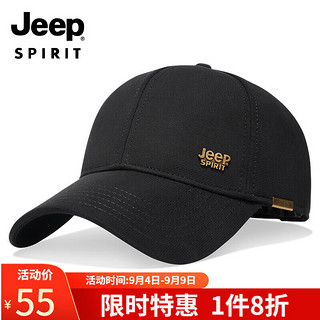 Jeep 吉普 帽子男士棒球帽秋冬加厚加绒鸭舌帽舒适保暖冬帽男女通用时尚百搭帽子A0363 黑色