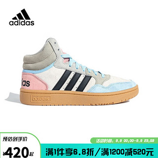 adidas 阿迪达斯 NEO 女子 运动休闲系列 HOOPS 3.0 MID 运动 休闲鞋HP3105 37码UK4.5码 米色/灰色/粉色/蓝色 38.5