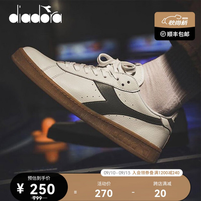 diadora 迪亚多纳 男鞋板鞋低帮男女同款经典复古牛皮革运动低帮休闲鞋GAMELLOW 白/黑C0351 37