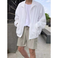 百搭男女同款白色防晒衣男生夏季轻薄速干透气美式潮牌翻领外套