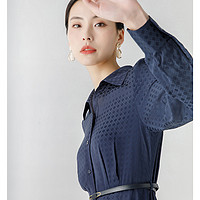 粉蓝衣橱 复古连衣裙女春季2023新款气质法式长袖内搭收腰显瘦长裙子