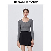 URBAN REVIVO UR女装百搭基础V领紧身套头针织衫WB36B9BN2028