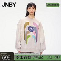 JNBY 江南布衣 23春新品笑脸卫衣宽松圆领5N1412330 671/灰粉 L