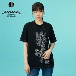 阿玛施女上装_AMASS 阿玛施 新款女装追勇者百搭显瘦通勤短袖圆领廓形T恤5300902多少钱-什么值得买