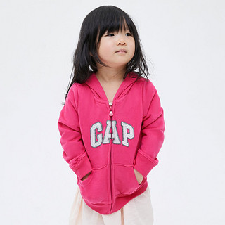 Gap女幼童LOGO运动开衫567906 秋季儿童装连帽卫衣拉链外套 110CM(4T) 红色