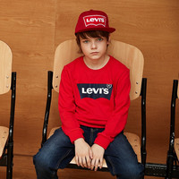 Levi's李维斯儿童卫衣男童纯棉圆领卫衣经典LOGO儿童上衣秋装卫衣 超级红 110/52(4)