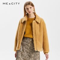 MECITY ME&CITY女短款外套颗粒短外套si通勤知性落肩袖燕麦色半开领