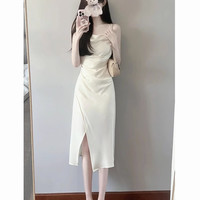 欲纯风辣妹吊带连衣裙女夏季法式桔梗高级感气质开叉收腰显瘦裙子