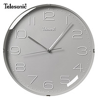 Telesonic 天王星 挂钟12英寸日式简约挂钟家用客厅时钟装饰石英钟卧室时钟表 Q0731-5灰色30.5厘米
