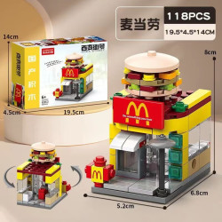 乐乐兄弟 百变街景积木 8755-2 汉堡店 118颗粒