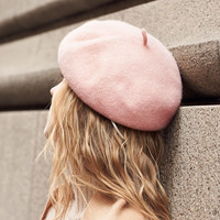 Ceokue 羊毛贝雷帽女百搭英伦画家南瓜帽网红八角帽 粉色