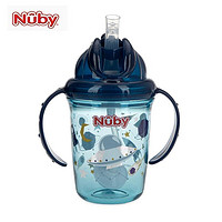 Nuby 努比 婴儿学饮杯吸管杯防漏儿童水杯带手柄360度宝宝魔术杯 狐狸240ML-带重力球