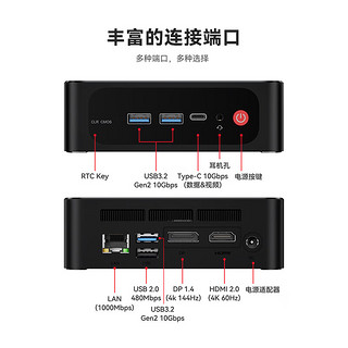 Beelink 零刻 SER5 PRO AMD锐龙7 5700U  R7-5700U 曜石黑色 16G/500G