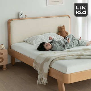 LIKKID实木儿童床男孩女孩1.2米靠背软包床小户型卧室1.5米单人床 1.35米单床