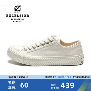 EXCELSIOR 男女款厚底帆布鞋 ES_M6017CV_WH