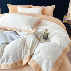 ivykki艾维保暖牛奶绒四件套高级感提花织带加厚被套冬床上用品床单