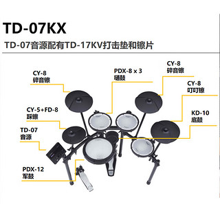 罗兰（Roland）电子鼓TD-07KX五鼓四镲 专业演奏 成人儿童练习便携套装+配件礼包