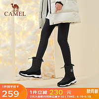 CAMEL 骆驼 女鞋雪地靴加绒高帮棉靴保暖短靴 A14303Z6332，黑/白，女款 38
