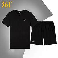 抖音超值购：361° 运动套装男2023夏季新款速干短袖t恤五分裤透气健身运动服