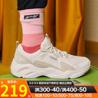 斯凯奇(Skechers)女鞋秋季厚底透气休闲运动鞋复古减震老爹鞋896077 乳白色/透气记忆鞋垫 37/内长24cm
