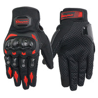 BIKEBROS 摩托车骑行手套四季防摔耐磨赛车触屏夏季保暖机车装备骑士手套男 红色L码