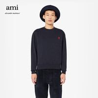 AMI男士经典款爱心款红色爱心刺绣纯棉休闲运动纯色圆领套头卫衣