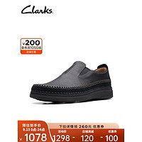 Clarks 其乐 男鞋2023春夏新品舒适透气一脚蹬革休闲皮鞋 黑色 261684288 43