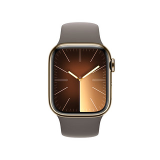 Apple 苹果 Watch Series 9 智能手表 GPS+蜂窝网络款 41mm 金色不锈钢表壳 陶土色橡胶表带 M/L